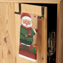 Feestelijke Kerstman & Cadeaus Kerst Keukenhanddoe Theedoek