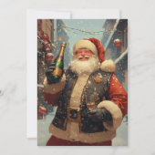 Feestelijke Kerstman die Champagne drinkt Kaart (Voorkant)
