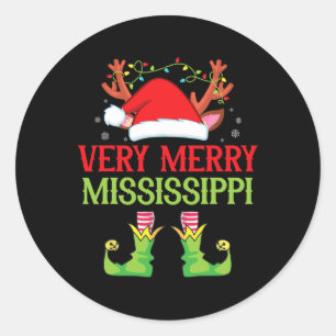 Feestelijke Kerstman Elf Kerstman Heel Vrolijk In  Ronde Sticker