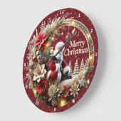 Feestelijke Kerstman en Elegante Bloemen Grote Klok (Hoek)