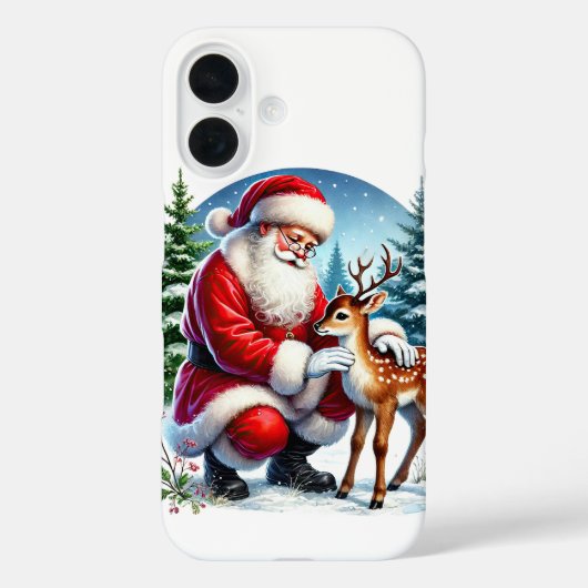 Feestelijke Kerstman en herten Case-Mate iPhone Case (Achterkant)