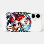 Feestelijke Kerstman en herten Case-Mate iPhone Case (Achterkant (horizontaal))