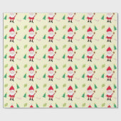 Feestelijke kerstman en kerst nadelen patroon cadeaupapier (Vlak)