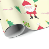 Feestelijke kerstman en kerst nadelen patroon cadeaupapier (Rol Hoek)