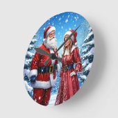 Feestelijke Kerstman en mevrouw Claus Ronde Klok (Hoek)