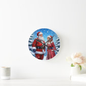 Feestelijke Kerstman en mevrouw Claus Ronde Klok (Huis)