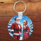 Feestelijke Kerstman en mevrouw Claus Sleutelhanger (Achterkant)