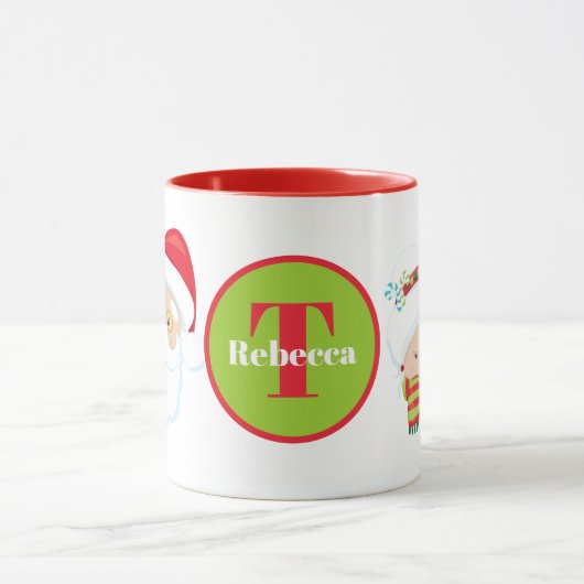 Feestelijke kerstman en mevrouw Claus voegen naam  Mok (Midden)