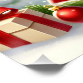 Feestelijke Kerstman en rendier in SnowyChristmas Perfect Poster (Hoek)