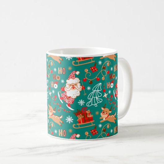 Feestelijke Kerstman en rendieren Koffiemok (Voorkant rechts)