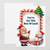 Feestelijke Kerstman en Sneeuwman Feestdagenkaart (Voorkant / Achterkant)