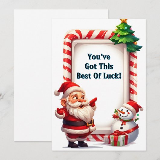 Feestelijke Kerstman en Sneeuwman Feestdagenkaart (Voorkant / Achterkant)