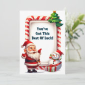 Feestelijke Kerstman en Sneeuwman Feestdagenkaart (Staand voorkant)