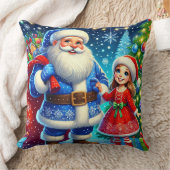 Feestelijke Kerstman en Sneeuwmeisje Kussen (Deken)