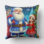 Feestelijke Kerstman en Sneeuwmeisje Kussen (Achterkant)
