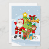 Feestelijke Kerstman en Vrienden Kerst Kaart (Voorkant / Achterkant)