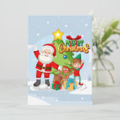 Feestelijke Kerstman en Vrienden Kerst Kaart (Staand voorkant)