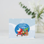 Feestelijke Kerstman en Vrienden Kerst Kaart (Staand voorkant)