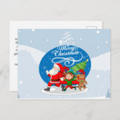 Feestelijke Kerstman en Vrienden Kerst Kaart (Voorkant / Achterkant)