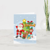 Feestelijke Kerstman en Vrienden Kerst Kaart (Voorkant)