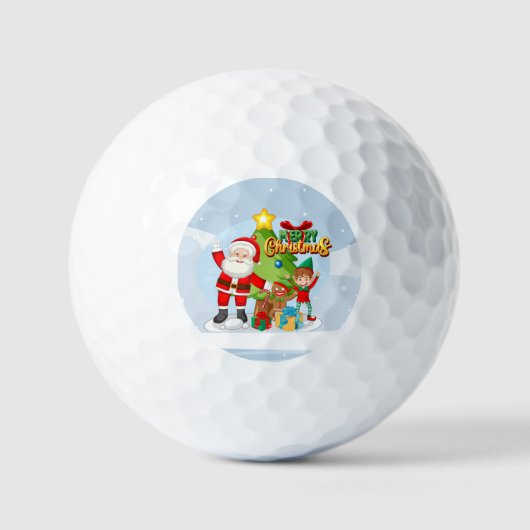 Feestelijke Kerstman en Vrienden Kerst Kaart Golfballen (Voorkant)