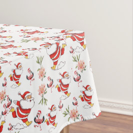 Feestelijke Kerstman, Flamingo & Roze Bloemmotief Tafelkleed