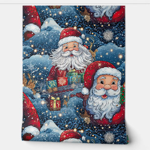Feestelijke Kerstman Frolic Kerstmis Behang