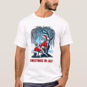Feestelijke Kerstman Genieten Zomer Proost T-shirt (Voorkant)