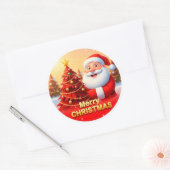 Feestelijke kerstman gezicht ronde sticker (Envelop)