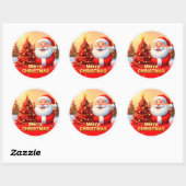 Feestelijke kerstman gezicht ronde sticker (Vel)