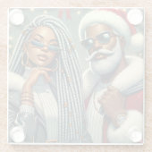 Feestelijke Kerstman Glazen Onderzetter (Achterkant)