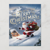 Feestelijke Kerstman glijdt naar beneden sneeuwhel Briefkaart (Voorkant)