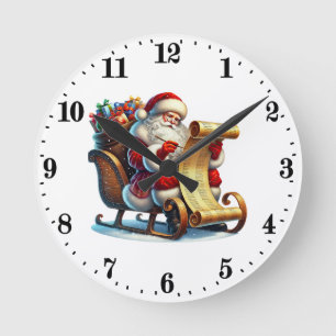 Feestelijke Kerstman gluren Ronde Klok