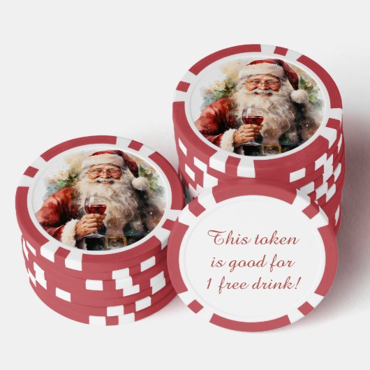 Feestelijke Kerstman gratis drink Poker Chips (Opstapeling)