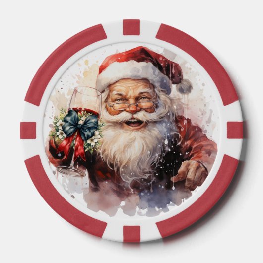 Feestelijke Kerstman gratis drink Poker Chips (Voorkant)