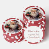 Feestelijke Kerstman gratis drink Poker Chips (Opstapeling)