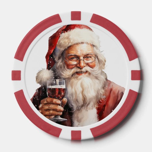 Feestelijke Kerstman gratis drink Poker Chips (Voorkant)