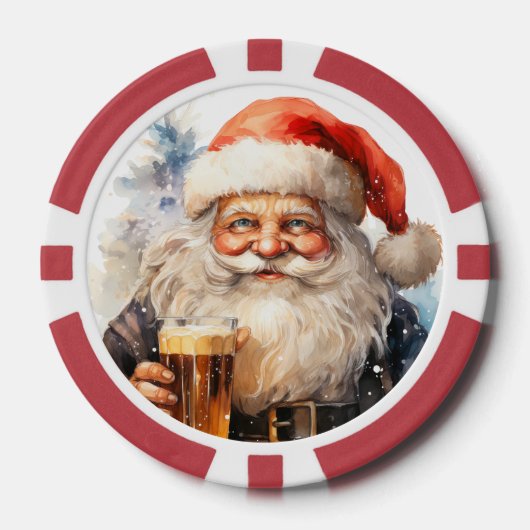 Feestelijke Kerstman gratis drink Poker Chips (Voorkant)