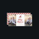 Feestelijke kerstman hoed 2 foto feestdagenkaart<br><div class="desc">Feestelijke waterverf kerstman hoed,  vakantie fotokaart. Kenmerken: rode typografie met bijpassend streeppatroon op de achtergrond.</div>