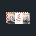 Feestelijke kerstman hoed 2 foto feestdagenkaart<br><div class="desc">Feestelijke waterverf kerstman hoed,  vakantie fotokaart. Kenmerken: rode typografie met bijpassend streeppatroon op de achtergrond.</div>