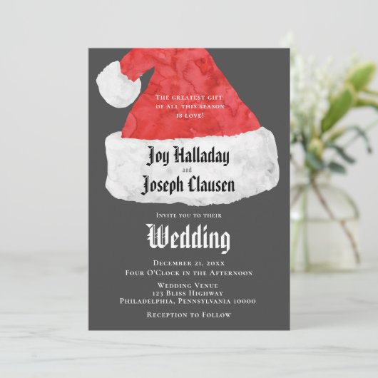 Feestelijke Kerstman Hoed Kerst Huwelijk Aankondiging (Staand voorkant)