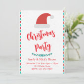 Feestelijke Kerstman Hoed Kerstfeest Uitnodiging (Staand voorkant)