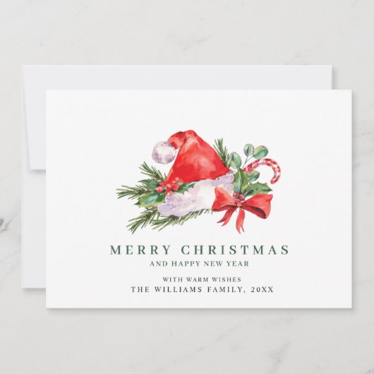 Feestelijke Kerstman Hoed Kerstmis FOTO Groet H Feestdagenkaart (Voorkant)