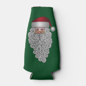 Feestelijke Kerstman in krullende baard Flesjeskoeler (Voorkant)