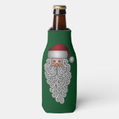 Feestelijke Kerstman in krullende baard Flesjeskoeler (Fles Voorkant)