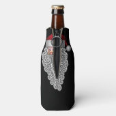 Feestelijke Kerstman in krullende baard Flesjeskoeler (Fles Achterkant)