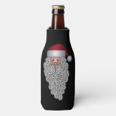 Feestelijke Kerstman in krullende baard Flesjeskoeler (Fles Voorkant)