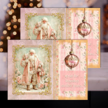 Feestelijke Kerstman in Roze – Decoupage Tissuepap