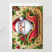 Feestelijke Kerstman in slee  Feestdagenkaart (Voorkant / Achterkant)