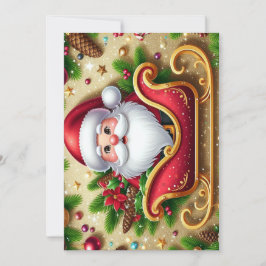 Feestelijke Kerstman in slee Feestdagenkaart